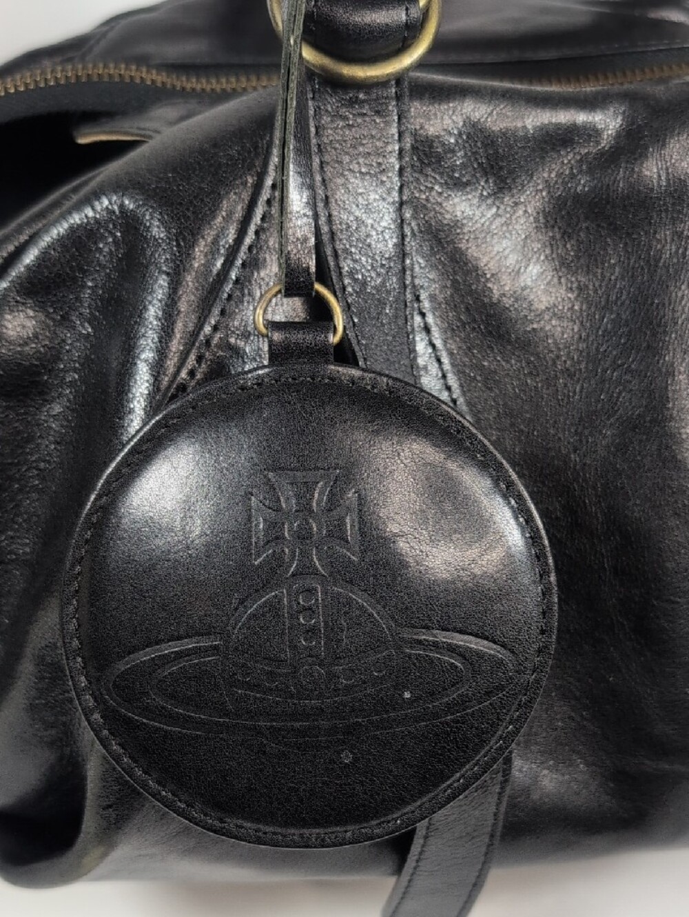 Vivienne Westwood Vintage Y2K Leather Boston Bag Orb Charm - Picture 3 of 16